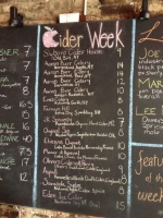 Hearth's Cider Week chalkboard